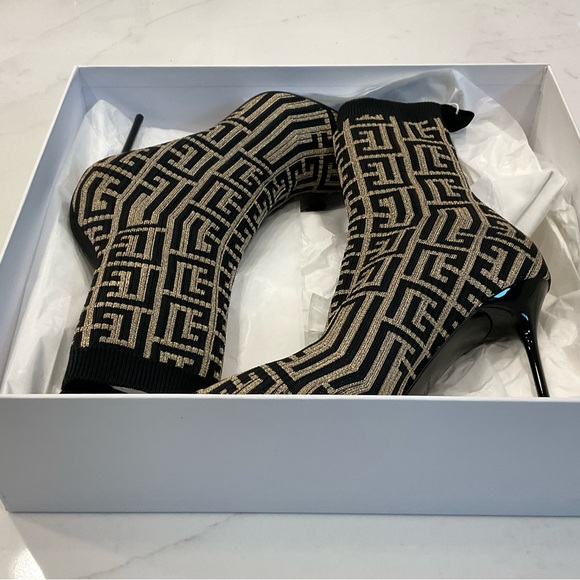 BALMAIN Metallic jacquard-knit ankle boots black - Picture 4 of 16